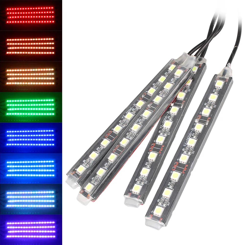 Car RGB 9 LED Strip Light LED Strip Lights Colors Car Styling Decorative Atmosphere Lamps Car Interior Light 12V