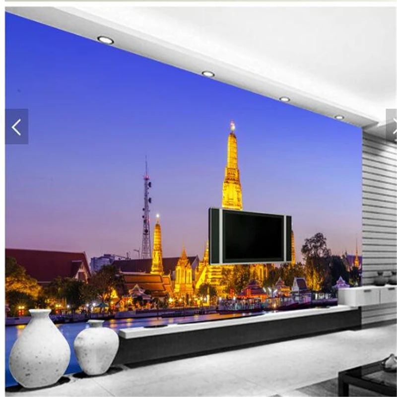 beibehang  3d stereo Large murals Custom photo wallpapers Living room Thailand Imperial Palace building TV backdrop wallpaper 3d