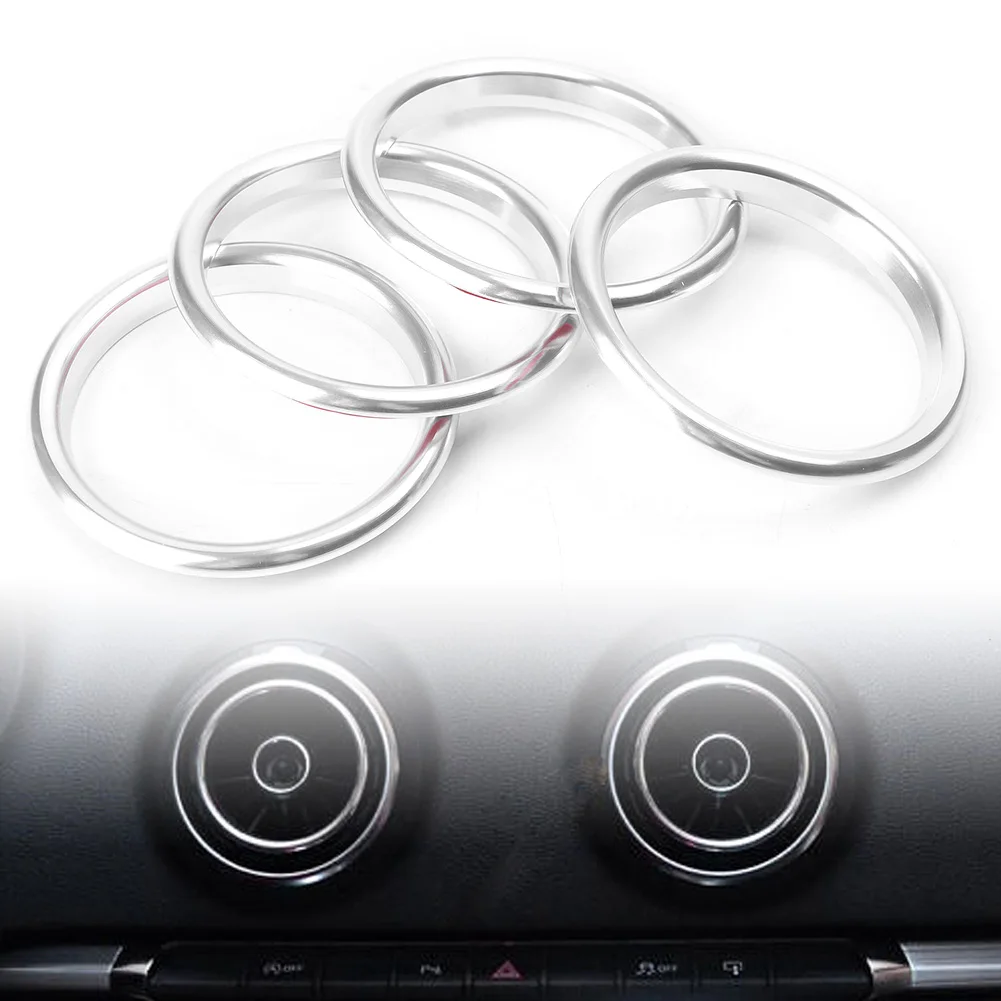 4x Q2L Interior Silver Air Vent Outlet Ring Cover Trim For Audi A3 S3 8V 2012-2019