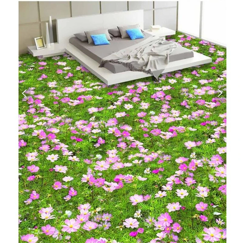 

beibehang 3D stereoscopic flowers flooring adhesive stickers bathroom waterproof non-slip floor restaurant decorative painting