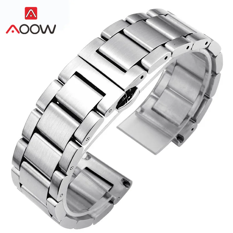 3 Pointer Stainless Steel Watchband 18mm 20mm 22mm 24mm Polished Matte Deployment Buckle Replacement Bracelet Watch Band Strap