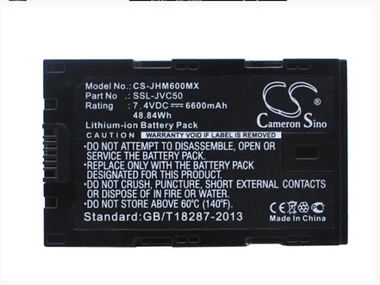 Cameron Sino 6600mAh battery for JVC GY-HM200 HM600 HM600E HM600EC HM650 HM650EC HMQ10 HMQ10E LS300CHE SSL-JVC50