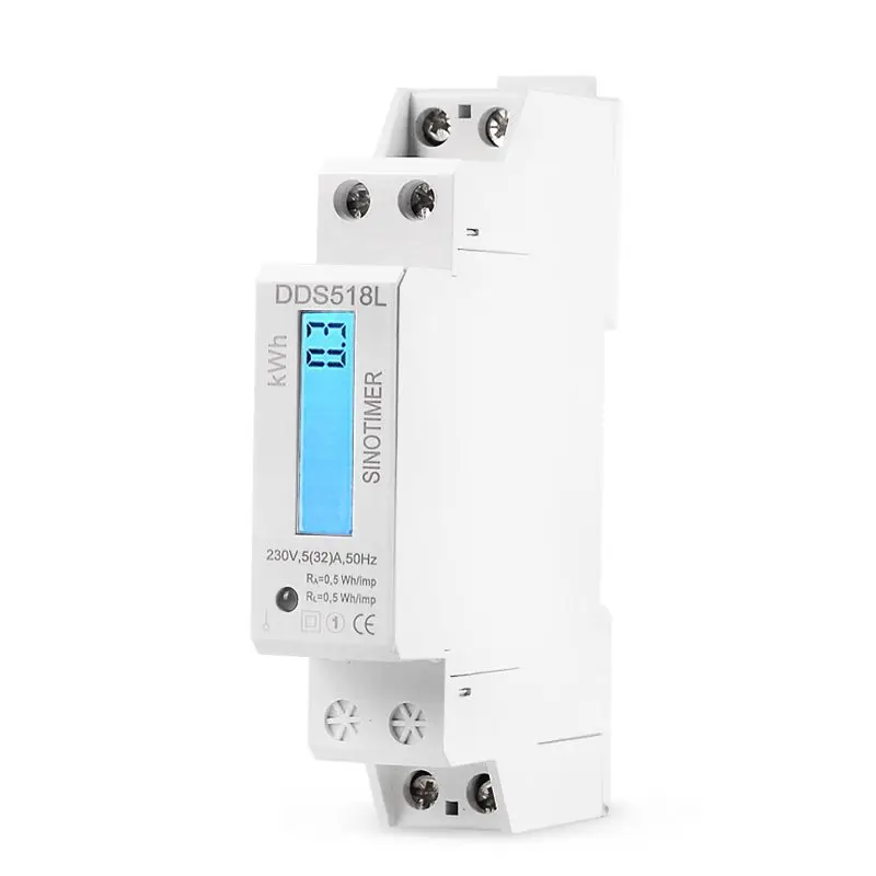 Single Phase LCD Backlit Wattmeter Power Consumption Watt Energy Meter kWh AC 5-32A 230V 50Hz 110V 60Hz Electric Din Rail Mount