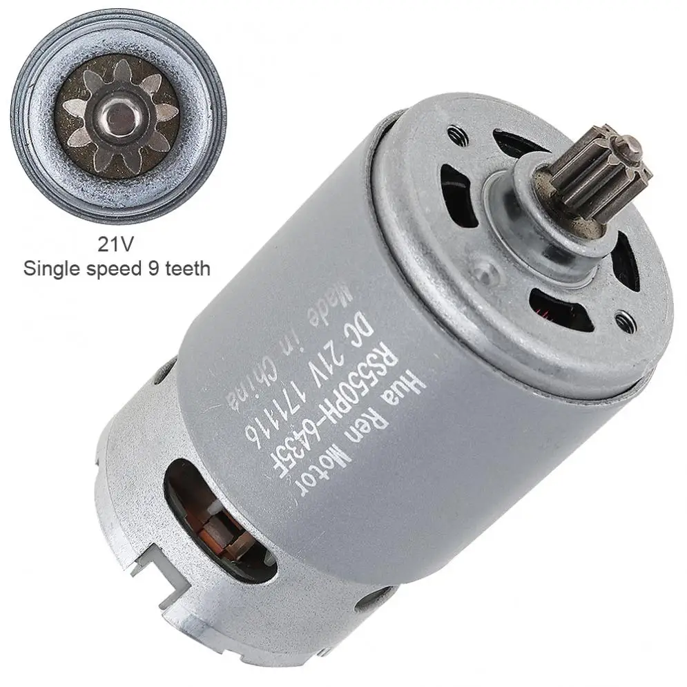 RS550 21V 400 - 19500 RPM DC Motor with Two-speed 12 Teeth and High Torque Gear Box for Electric Drill / Screwdriver