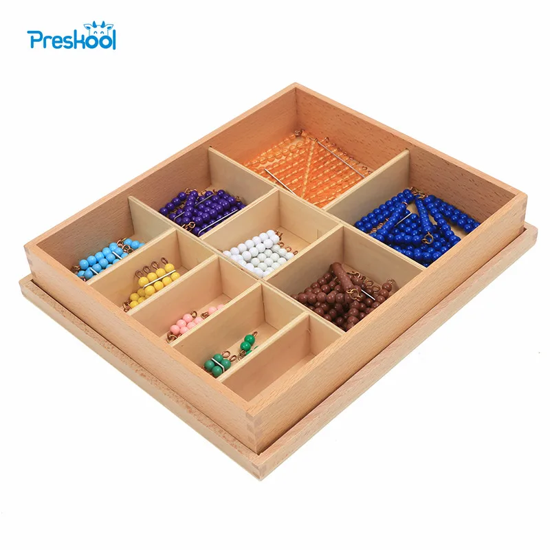 Montessori Mathematics Instruments Kindergarten Children's Mathematics Learning Toys Short Beads and Label Box