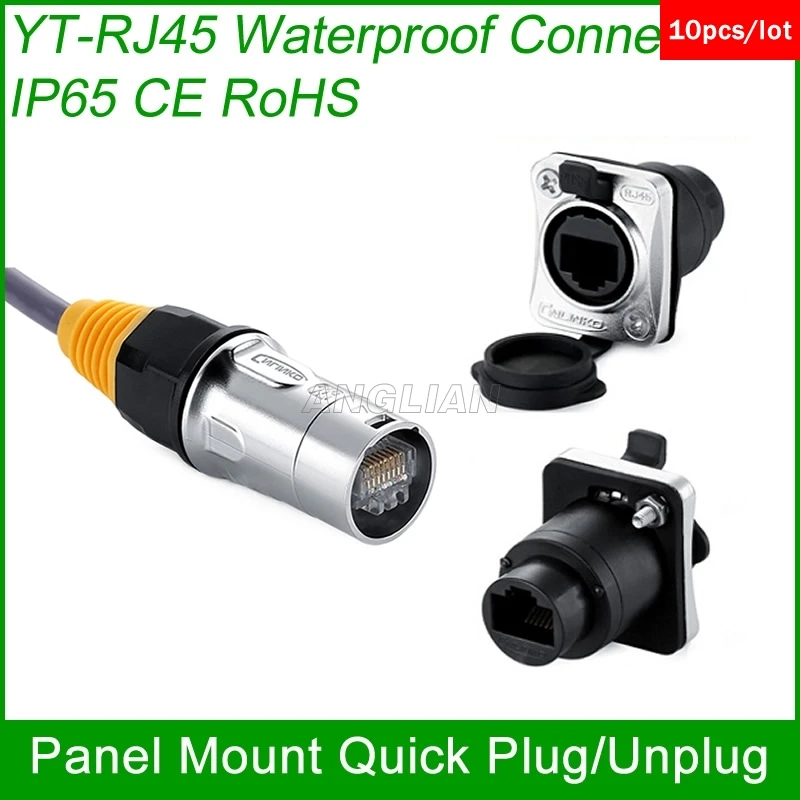 

RJ45 plug socket screw type CAT5E waterproof connector panel mount ethernet PCB Network connector Cnlinko Good quality 10 units