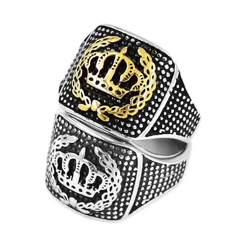 Gold Silver Color King Crown Ring 316L Stainless Steel Jewelry Classic Royal Crown Biker Ring For Men Punk Wholesale SWR0664