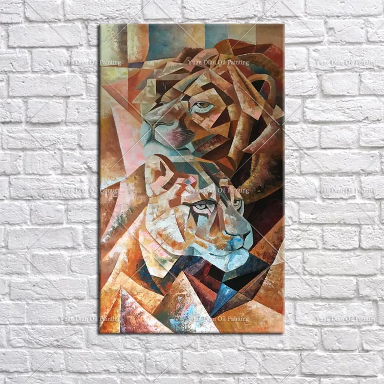 

Top Artist Team Supply High Quality Modern Abstract Tiger Fighting Oil Painting On Canvas Top Quality Lion fight Oil Painting