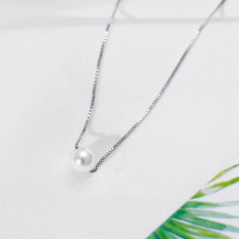 Ruifan White/Black Color Pearl Pure 925 Sterling Silver Box Chains Choker Pendant Necklaces for Women Silver 925 Jewelry YNC041