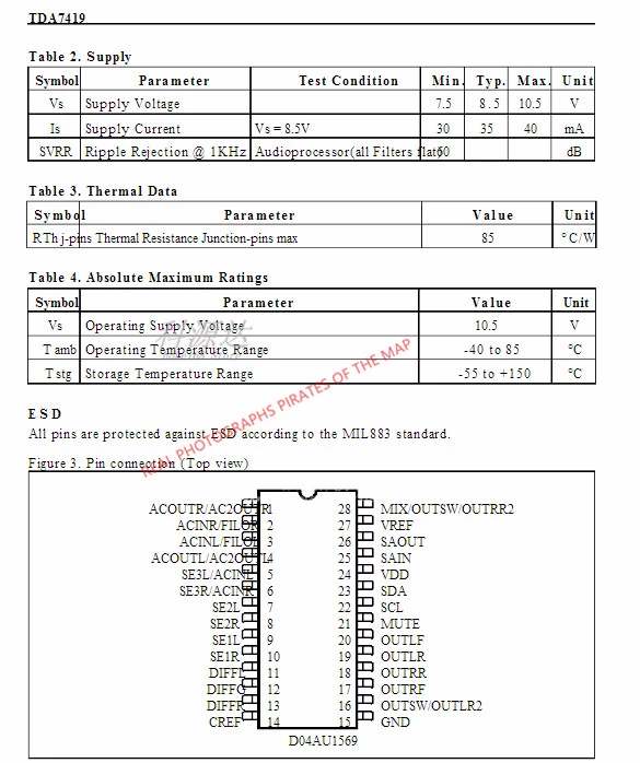 5 قطعة/الوحدة TDA7419TR SOP28 TDA7419 في الأسهم