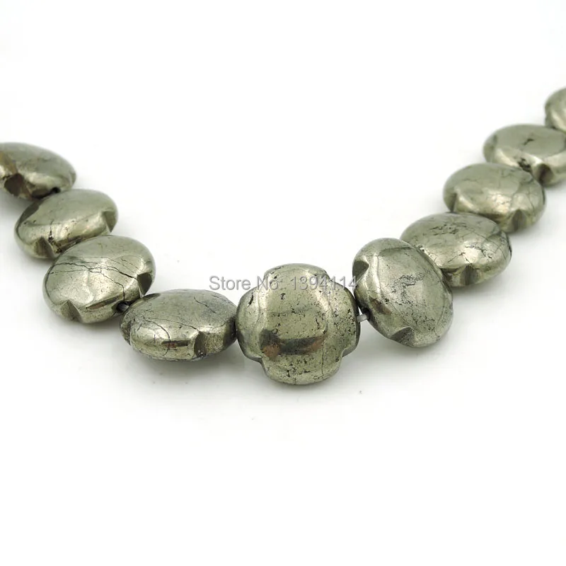 

Natural Pyrite Cruciate Flower Bead Of Different Sizes For Making Bracelet Or Necklace DIY Jewelery 15.5 Inches Full Strand