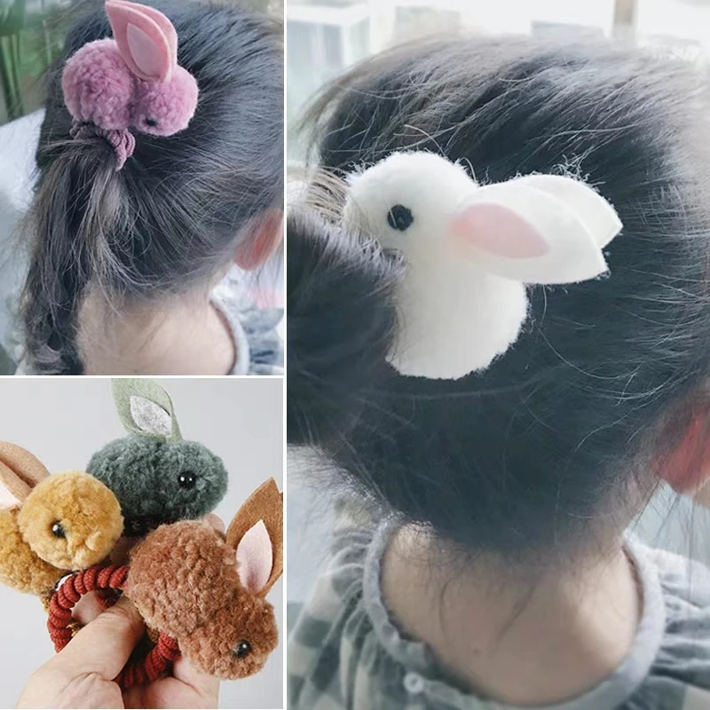 Carino Peluche Orecchie di Coniglio Del Coniglietto Del Bambino Delle Ragazze Elastico Dei Capelli di Gomma Della Fascia per I Bambini Dei Capelli