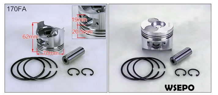 OEM Quality! Piston and Rings Kit for 170F/L48 4HP 4 Stroke Single Cylinder Air Cooled Diesel Engine