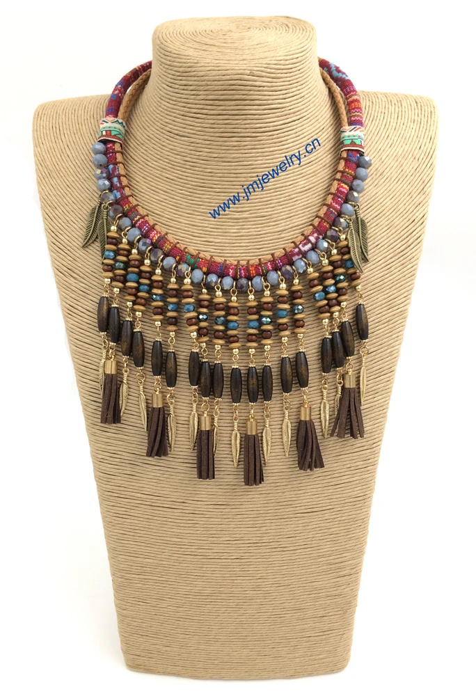 women's clothing accessories Handmade Victorian necklace Bohemian collier necklaces long beaded fringe tassel pendants Necklace