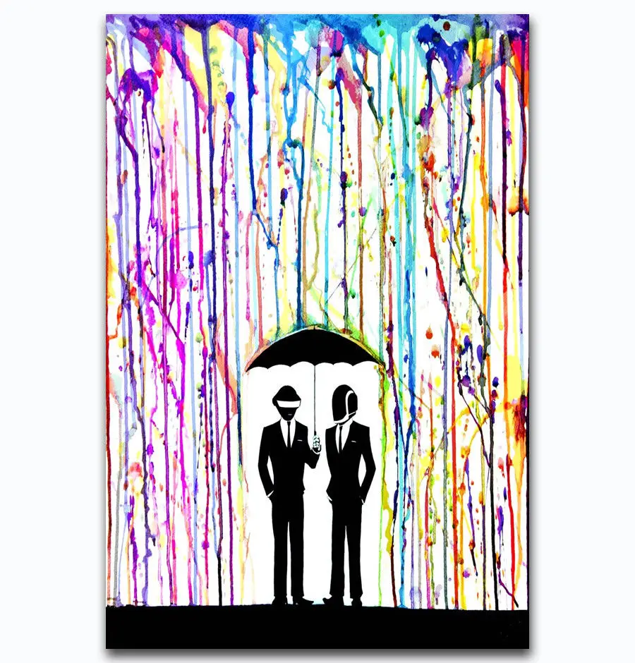 New Daft Punk The Weeknd Watercolor Rap Hip-Silk Art Poster Wall Sticker Decoration Gift