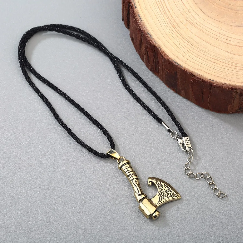 Kinitial  Antique Bronze Slavic Perun Axe Pendant Necklace Axe Viking Pendant Viking Slavic Necklaces Jewelry Wholesale