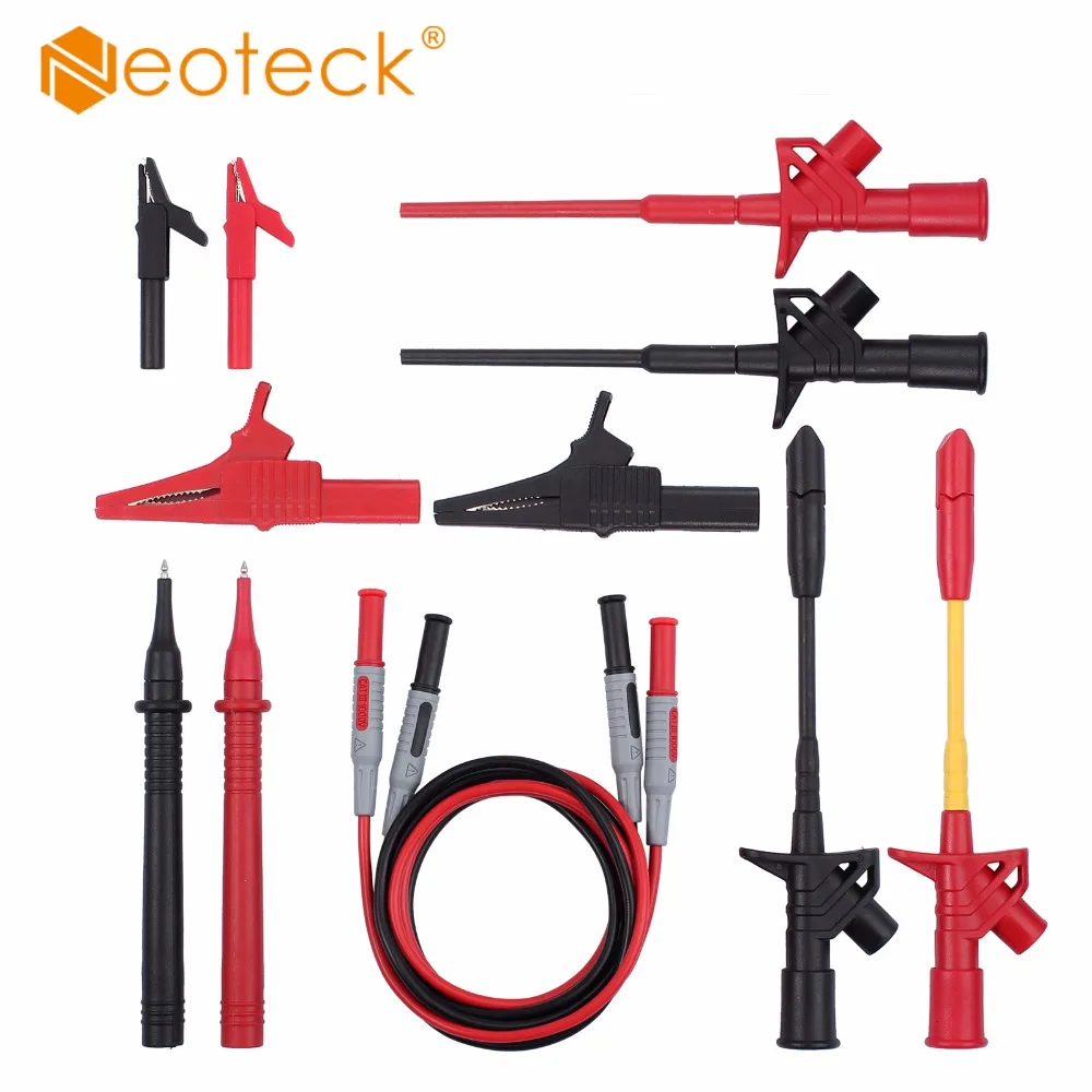 Neoteck 12-in-1 Electronic Test Lead Kit Electronic Universal Multimeter Probe Test Leads Includes Lead Extensions Test Probes