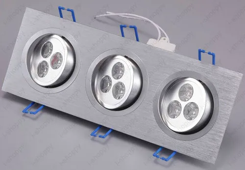 

Dimmable 9W(3*3W) 9-LED Tri-Head Recessed Ceiling Cabinet Down Light Fixture Downlight/Spotlight Bulb Lamp Rectangle 110V/220V