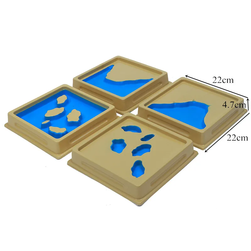 ของเล่นเด็ก Montessori ภูมิศาสตร์แม่พิมพ์ Land และน้ำรูปแบบถาดชุด1ชุด2การ์ดสำหรับเด็ก Early Education Brinquedos juguetes