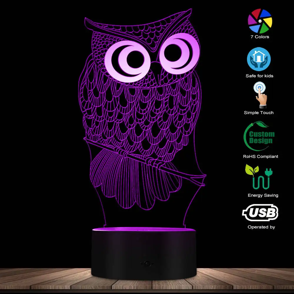 Leopard 3D Efek Multicolor LED Optik Visi Panther Meja Ilusi Lampu Dekorasi Pesta Baru LED Malam Lampu USB Pengisian