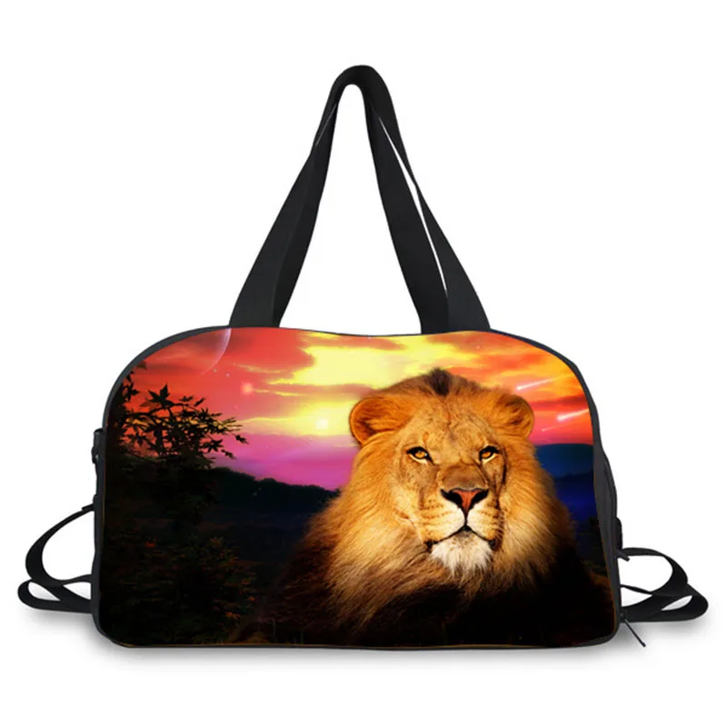 3D lion prints travel  large weekend gym bag carrying sport with shoes compartment duffle bag dance