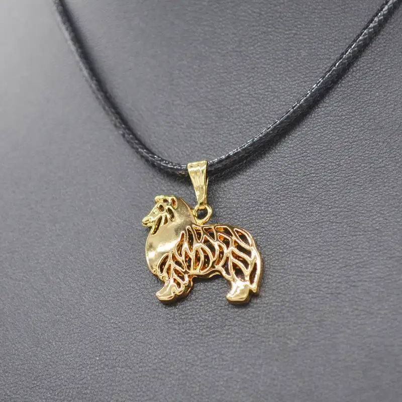 Lovers Pet Metal Pendant Rope Chain Necklaces Women\'s Standing Shetland Sheepdog Necklaces