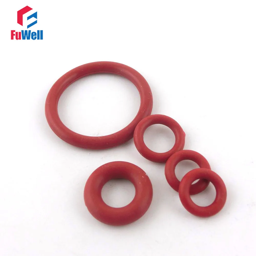 200pcs Red Silicon Rubber O-rings 1.9mm Thickness 17/18/19/20/21/22/23/24/25/26/27mm OD Heat-resistance O Ring Seals Gasket