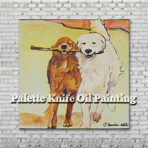 

Modern hand-painted oil painting the sitting room the bedroom adornment animal dog4