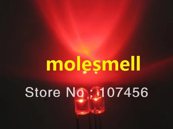 1000pcs 3mm Red Round Flangeless Bright Water Clear LED Leds Lamp Light 2-Pin free shipping