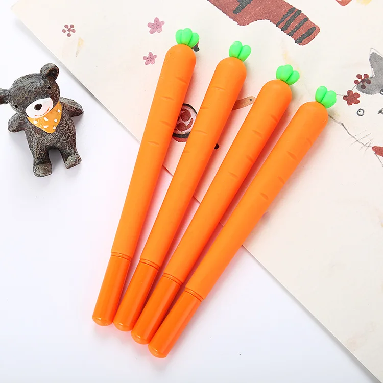 1 pcs Creative Cartoon Simulation Carrot Neutral Pen lovely Learn Stationery Waterborne Needle Tube Black Office signature Pen