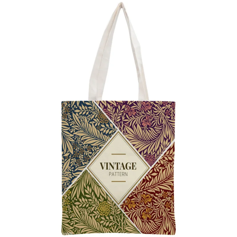 Custom William Morris Tote Bag Reusable Handbag Women Shoulder Foldable Cotton Canvas Shopping Bags