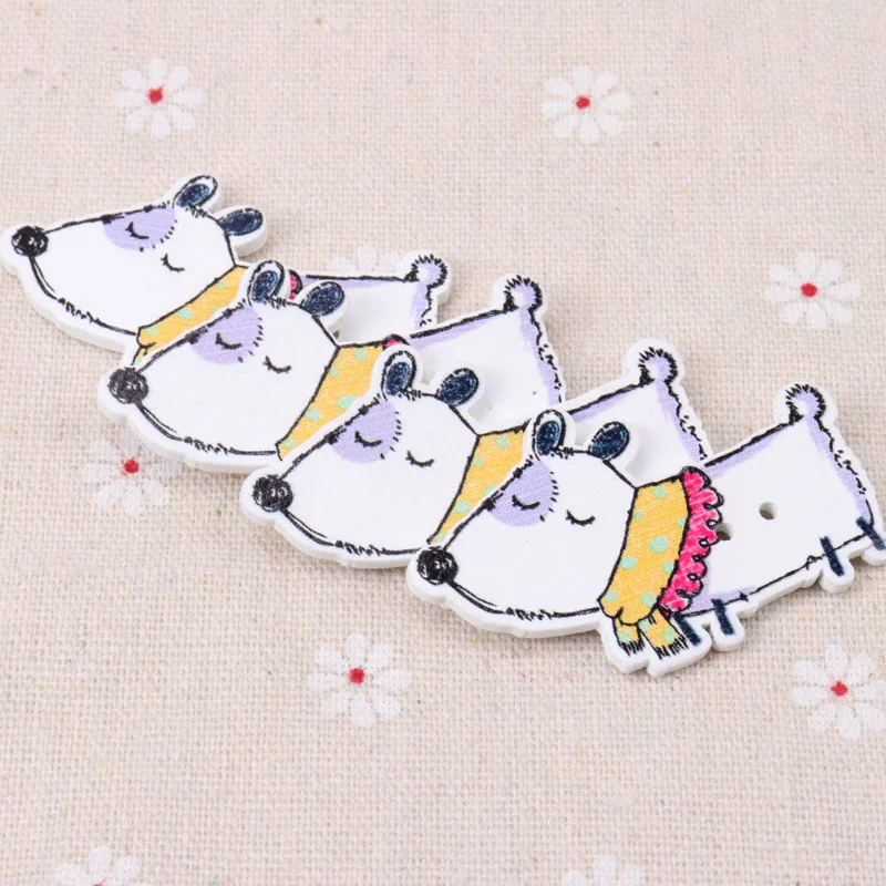 Mix Cartoon Dog Wooden Buttons Botones Handmade Accessories Decoration Sewing Scrapbooking Crafts DIY 40x30mm 20pcs MZ99-1