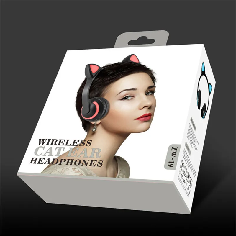 Cat Ear Seven-color Illuminated Stereo Headset Bluetooth Headset Mini Bluetooth Wireless Earphones Earbuds For All Smart phone