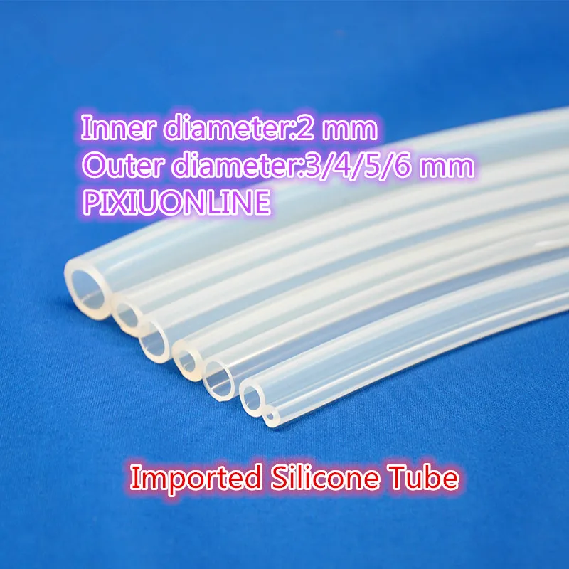 1PCS  YT828  Imported Silicone Tube  ID 2 mm* OD 3/4/5/6 mm  Food Grade Capillary Transparent Hose Plumbing Hoses  1Meter