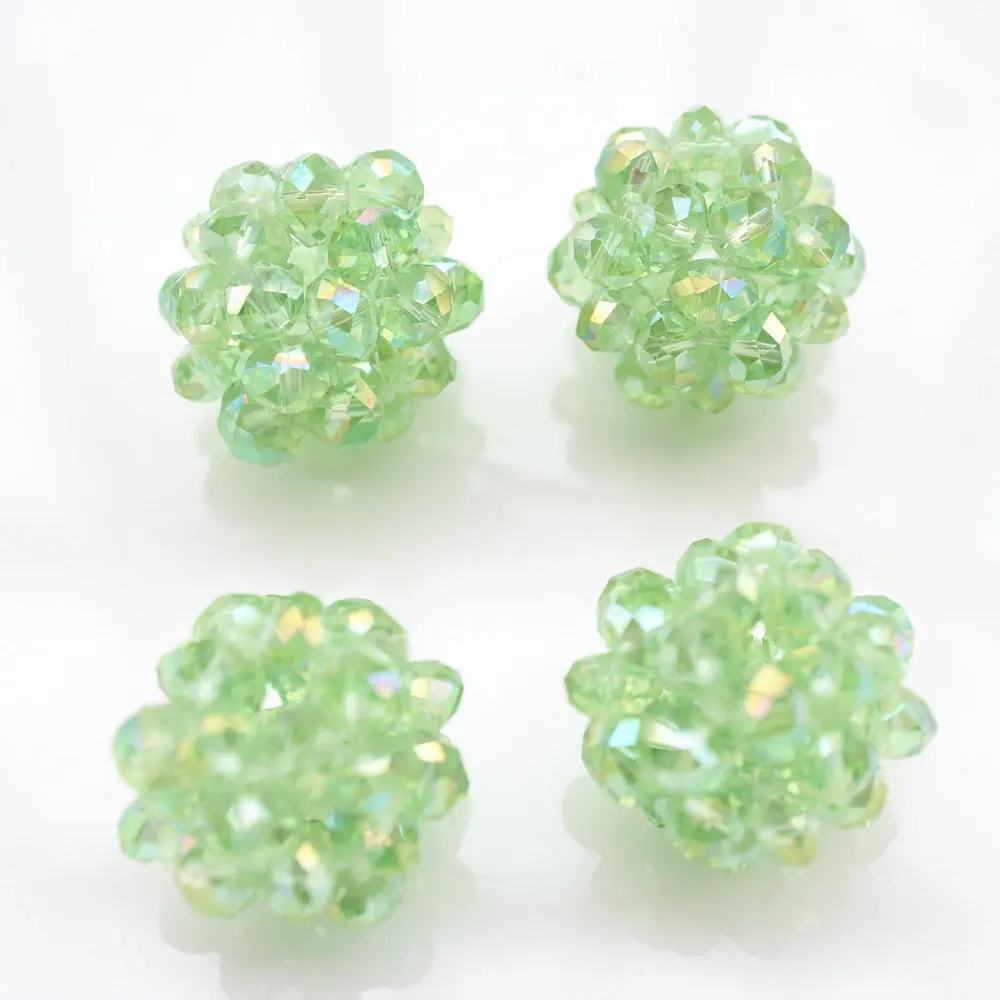 12pcs big quartz ab shiny glitter aqua Puffy Crystal Ball for Necklace diy 24mm handmade braided crystal beads D25