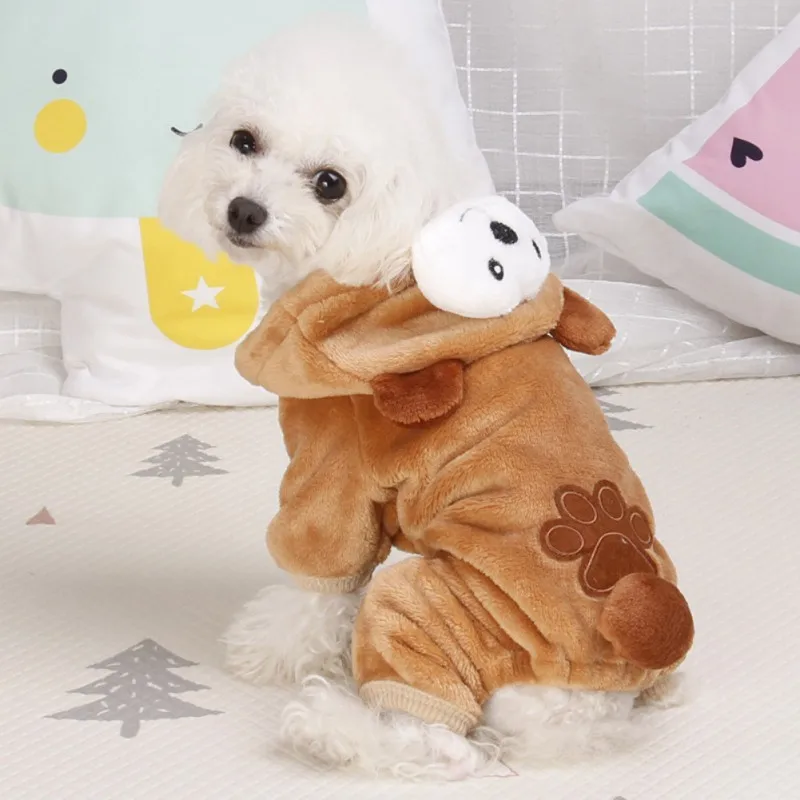 Roupa de urso marrom para chihuahua, fantasia de pet, filhotes, cachorros, casaco com capuz, jaqueta, pijama, roupa de cachorro, cachorro, cachorro, quente
