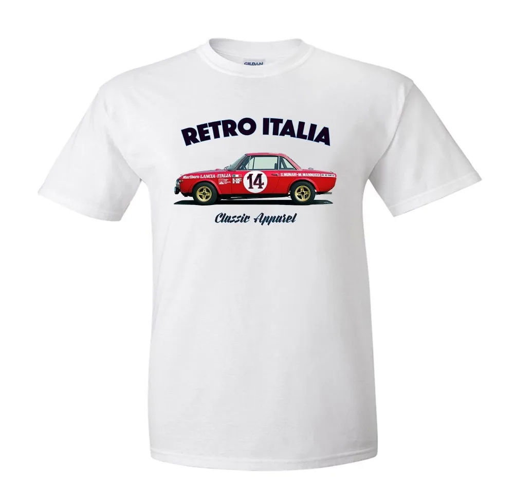 Summer Clothing Italian Car Fans Fulvia Hf T-Shirt. Retro Italia. Classic Car. Rally Championship. S.Munari. T Shirt