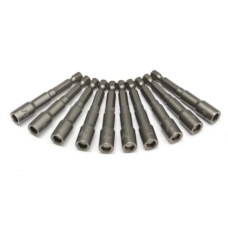 10Pcs/Banyak 1/4 ''Hex Magnetik Mur Driver Set Socket Power Bor Bit Pemegang Setter 65Mm