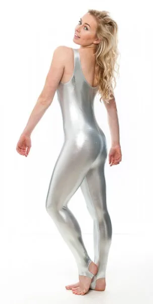 Speerise Costume Women\'s Tank Stirrup legging Nylon Spandex Long Bodysuit Dance Wear Shiny Metallic Unitard