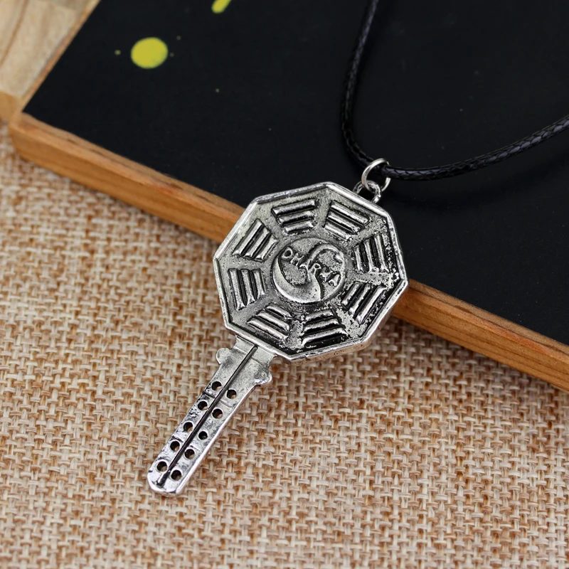 dongsheng Octagon Key Pendant Necklace Lost The Dharma Station Swan Charm Rope Chain Necklace For Men Women Gifts