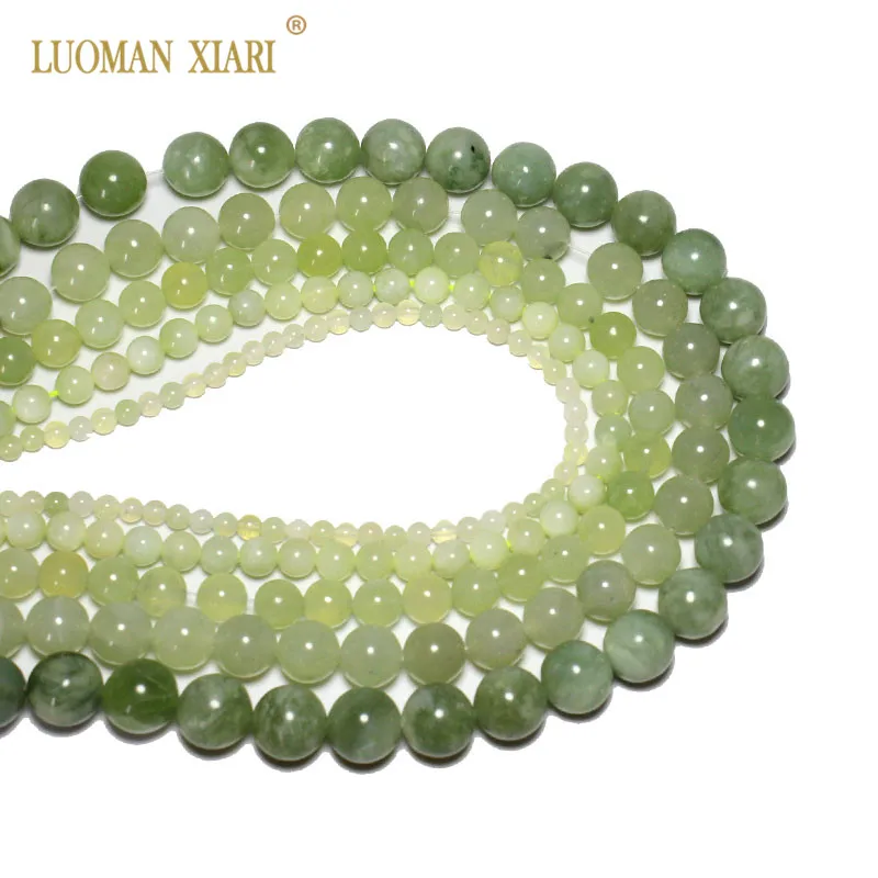 Wholesale Natural Round New Jades Green Loose Stone Beads For Jewelry Making DIY Bracelet Necklace 4/6/8/10/12 mm Strand 15\'\'
