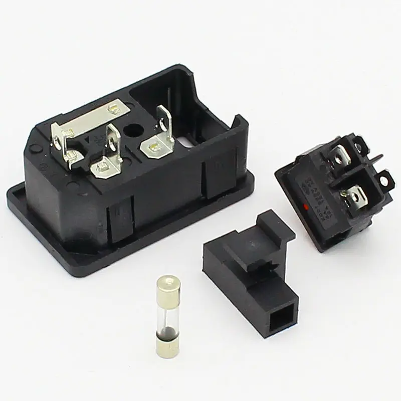 NEW HIGH QUALITY Red Light Power Rocker Switch Fused IEC 320 C14 Inlet Power Socket Fuse Switch Connector Plug 10A 250V B2C