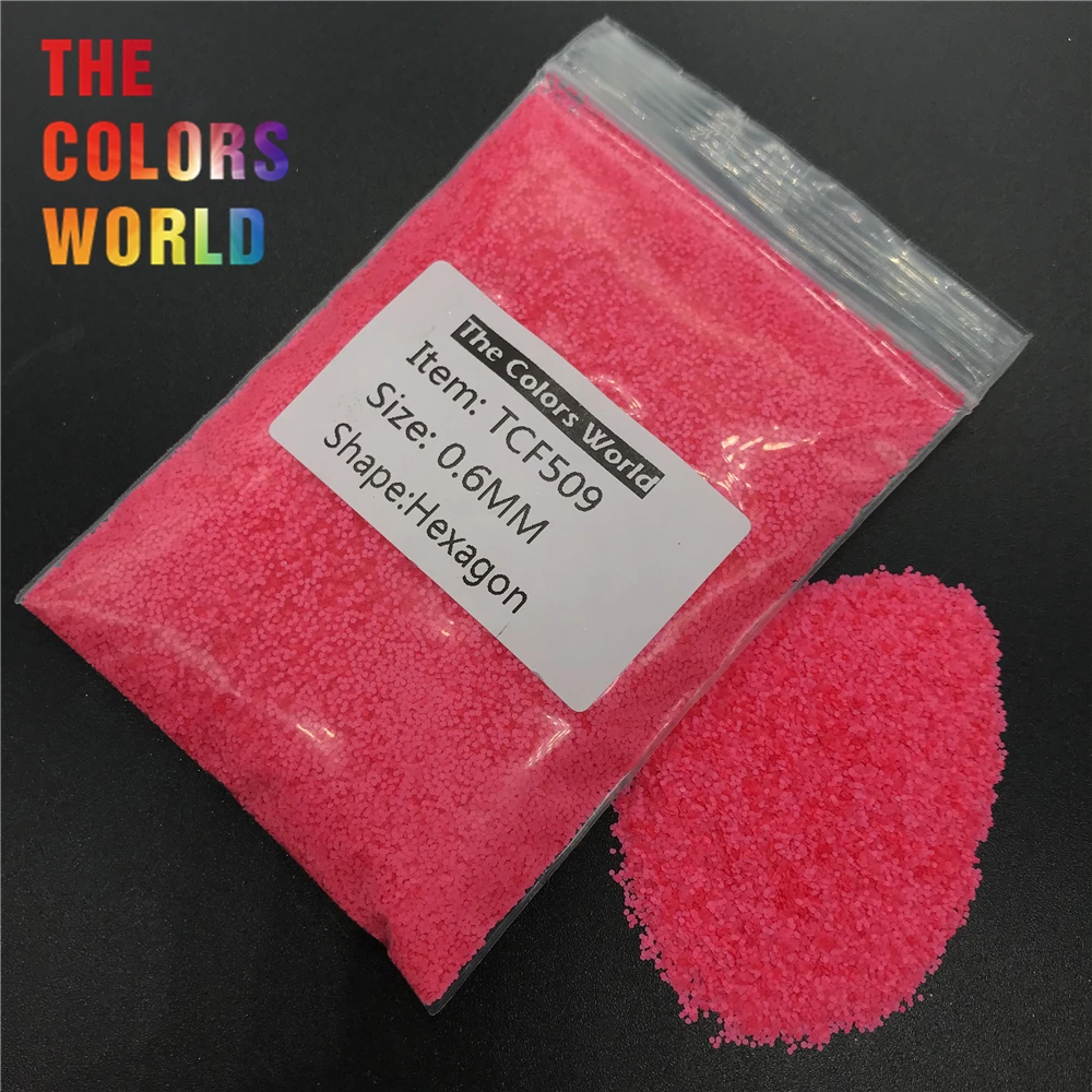 TCF509 Hexagon Shape Neon Matte Pink Color Solvent Resistant Nail Glitter Nail Art Decoration Makeup Body Glitter Polish Gel DIY
