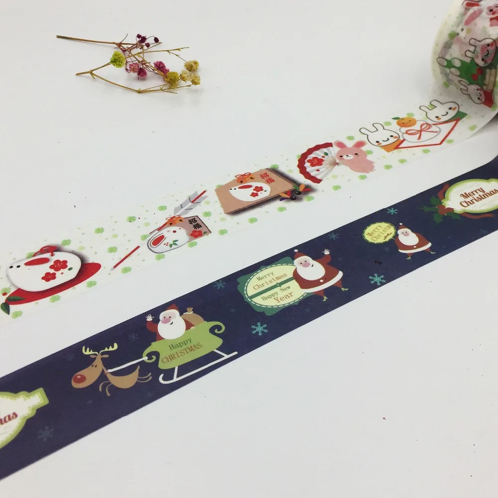 Beautiful 30mm*5m high quality  washi paper  tape/Happy new year Rabbit and Merry Christmas  masking  japan washi tape