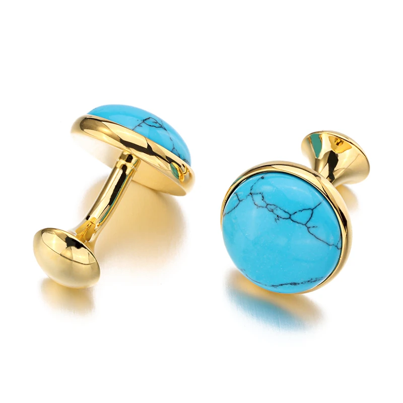 Low-key Luxury Brilliant stone trend Cufflinks for Mens Gold color Plated High Quality Green Cat\'s Eye Stone Cuff links With Box