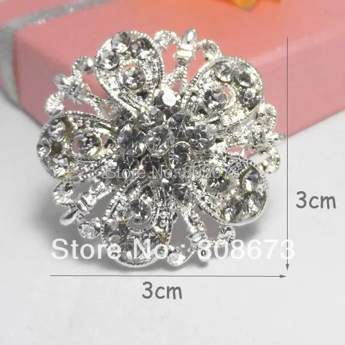 

Silver Plated Clear Crystal Exquisite Flower Pin Brooch Fancy Wedding Bouquet Broaches
