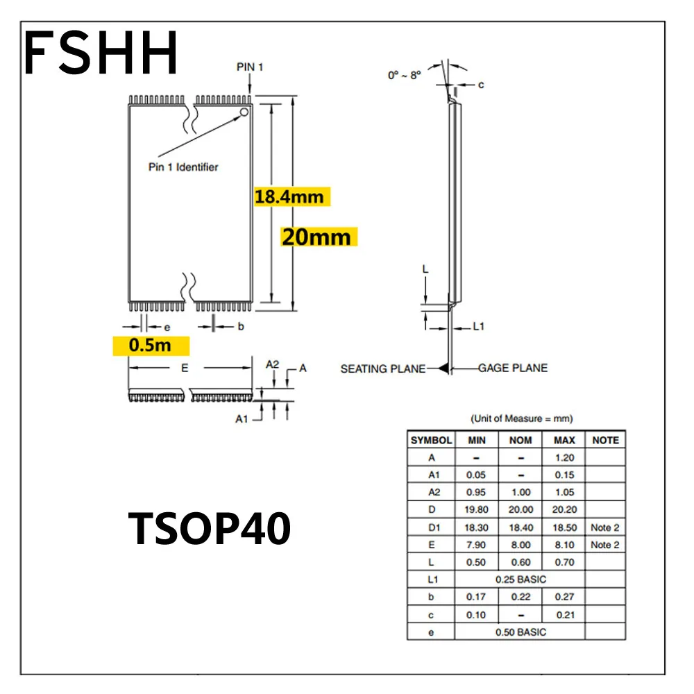 TSOP40 إلى DIP40 محول مبرمج TSOP40 ، خطوة مقبس الاختبار = 0.5 مللي متر