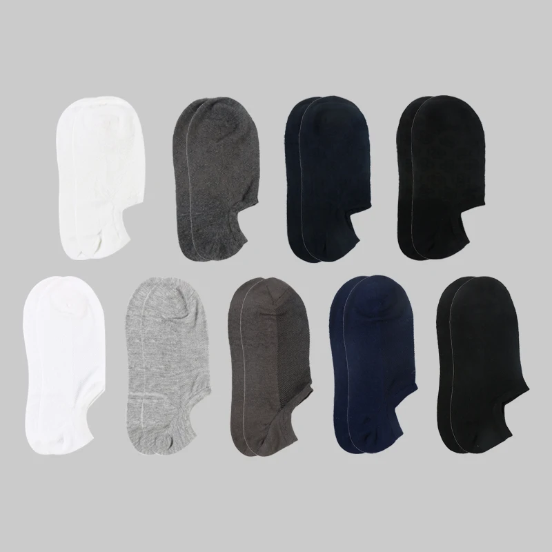 DONG AI 4 Pairs Fashion Men Boat Socks Summer Autumn Solid Breathable Non-slip Invisible Combed Cotton Socks Male Ankle socks