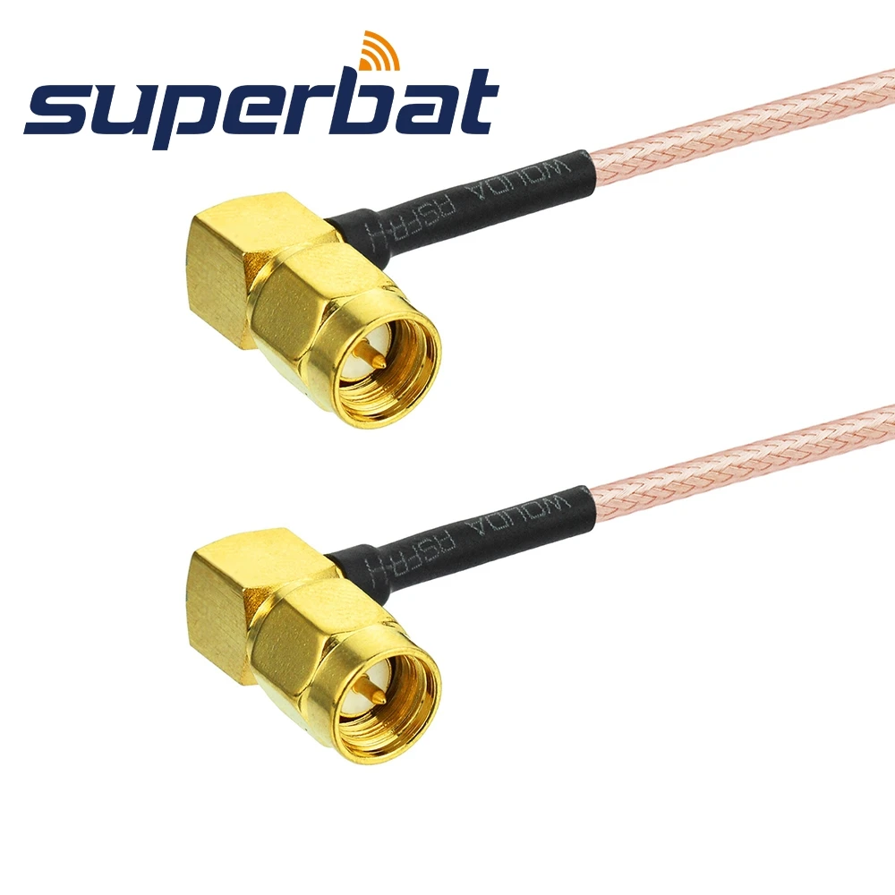 Superbat SMA Plug Right Angle to Male Right Angle Patch Lead RG316 30cm RF Cable Assembly for Wi-Fi Radios