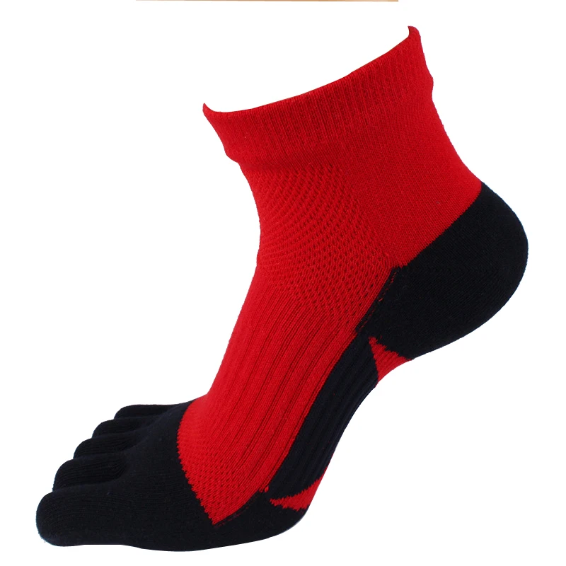 5 Pairs Sport Toe Ankle Socks Compression Combed Cotton Bright Color Sweat-Absorbing Fitness Bike Run 5 Finger Travel Socks